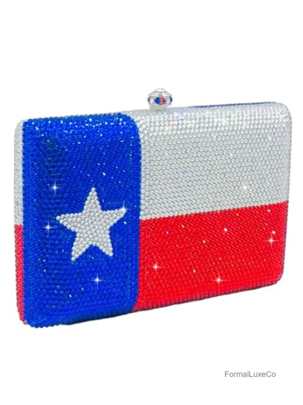 Crystal Rhinestone Clutch Evening Bag with Chain Strap - Formal Party Purse